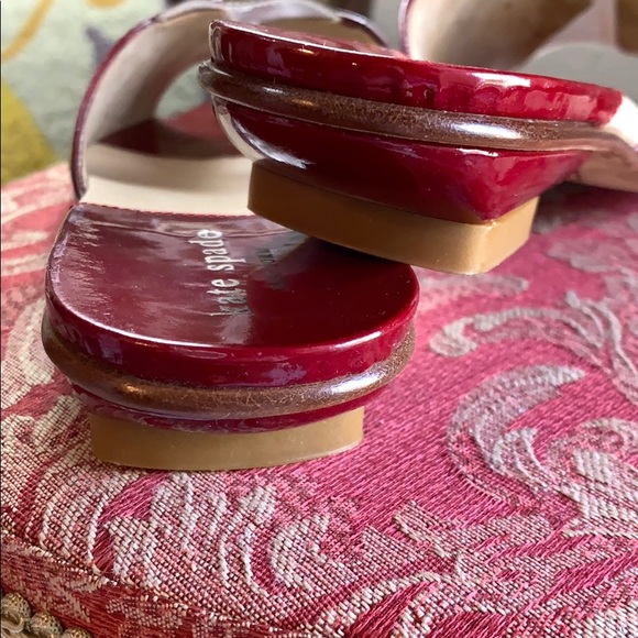 KATE SPADE SLIDES CRANBERRY RED PATENT 7B FLATS - Picture 7 of 8